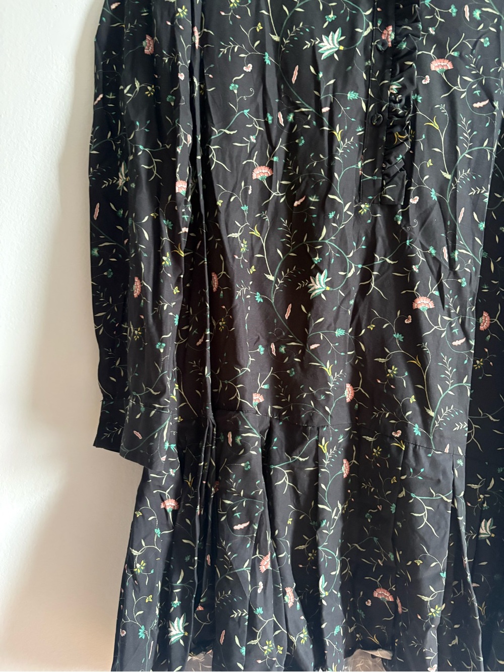 Tuckernuck Sz XL Campden Vine Tate Black Floral Cottage Linen Blend Short Dress - Picture 4 of 12